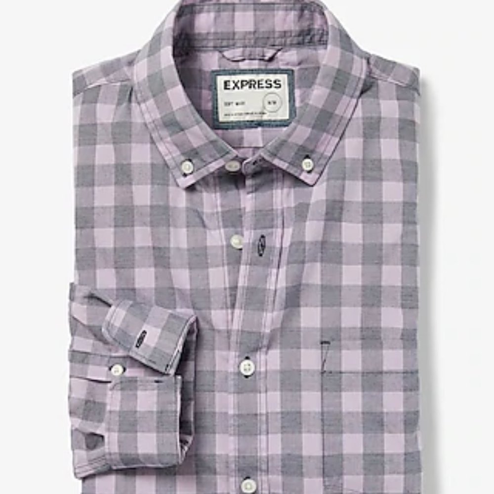 Express Slim Check Print Soft Wash Shirt